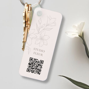 Porte-clés Rose pale Porte - clé QR floral minimal chic