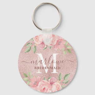 Porte-clés Rose Parties scintillant or rose Floral Bridesmaid