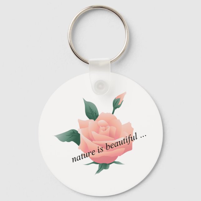Porte-clés Rose (Pêche) - Belle nature (Recto)