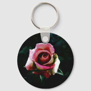 Porte-clés Rose Peinte à l'Huile