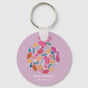 Porte-clés rose personnalisé pour Noël