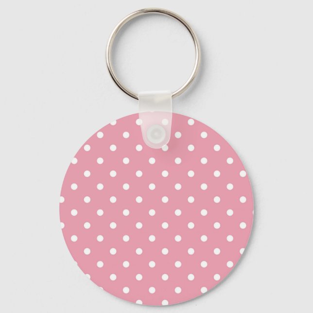 Porte-clés Rose Pink Polka Dot Keychain (Recto)