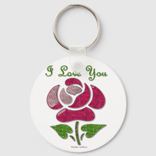Porte-clés Rose Pochoir Rose Je T'aime