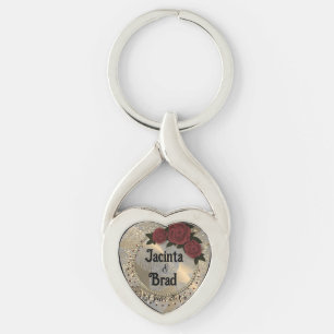 Porte-clés Rose romantique Mariage de plume de