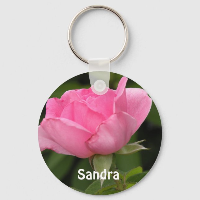 Porte-clés Rose rose Ajouter votre nom Porte - clé (Recto)