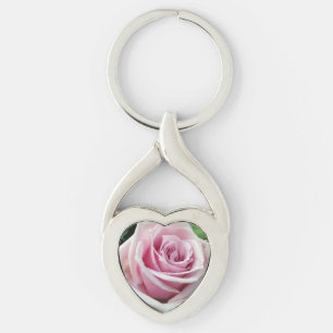 Porte-clés Rose rose Floral Twisted Heart Porte - clé en méta