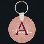 Porte-clés Rose Rose Or Bourgogne Parties scintillant et étin<br><div class="desc">Parties scintillant Blush Rose Gold et Burgundy Faux et Porte - clé élégant. Ces Porte - clés peuvent être customisés pour inclure votre nom initial et prénom et sont une douche de mariée parfaite,  une fête de bachelorette ou une fête d'anniversaire.</div>
