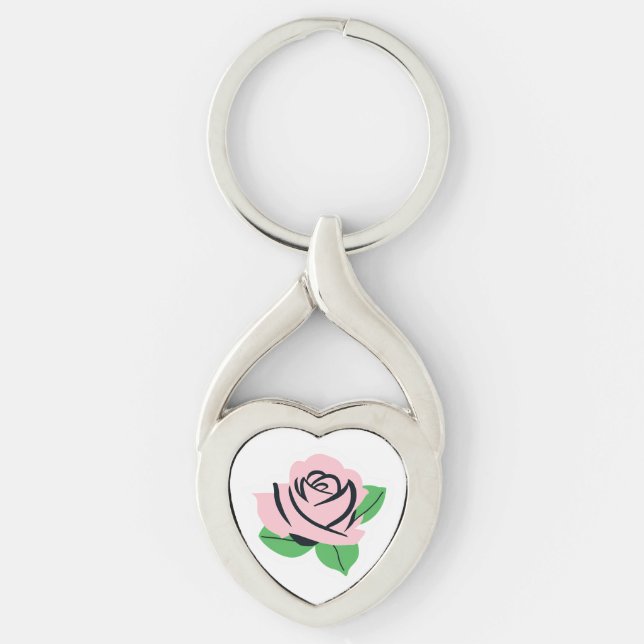 Porte-clés Rose rose personnalisable (Devant)