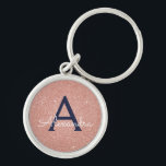 Porte-clés Rose Rose Rose Gold Marine Parties scintillant ble<br><div class="desc">Blush Rose Gold et Navy Blue Faux Parties scintillant et Sparkle Elegant Porte - clé. Ces Porte - clés peuvent être customisés pour inclure votre nom initial et prénom et sont une douche de mariée parfaite,  une fête de bachelorette ou une fête d'anniversaire.</div>