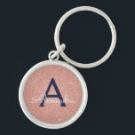 Porte-clés Rose Rose Rose Gold Marine Parties scintillant ble<br><div class="desc">Blush Rose Gold et Navy Blue Faux Parties scintillant et Sparkle Elegant Porte - clé. Ces Porte - clés peuvent être customisés pour inclure votre nom initial et prénom et sont une douche de mariée parfaite,  une fête de bachelorette ou une fête d'anniversaire.</div>