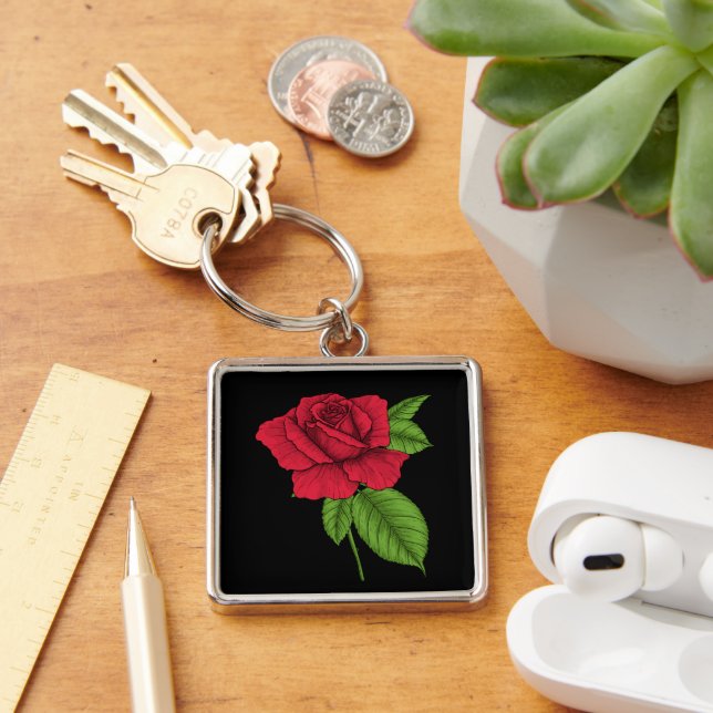Porte-clés Rose rouge 2 (Bureau)