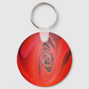 Porte-clés Rose rouge en forme de coeur