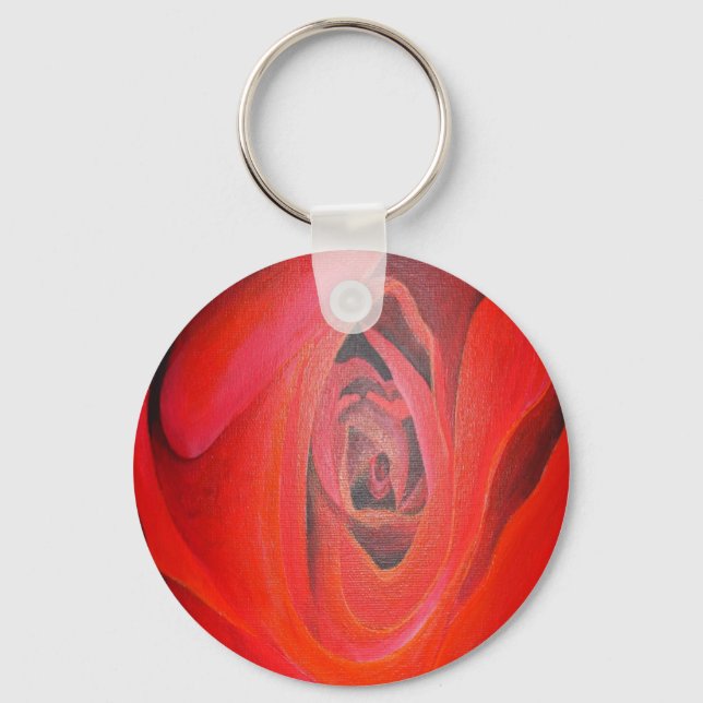 Porte-clés Rose rouge en forme de coeur (Recto)