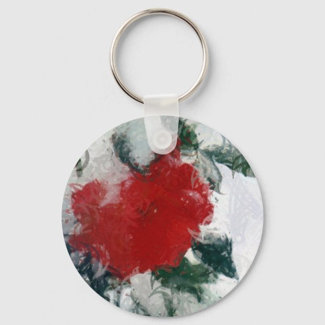 Porte-clés Rose rouge en neige (Recto)