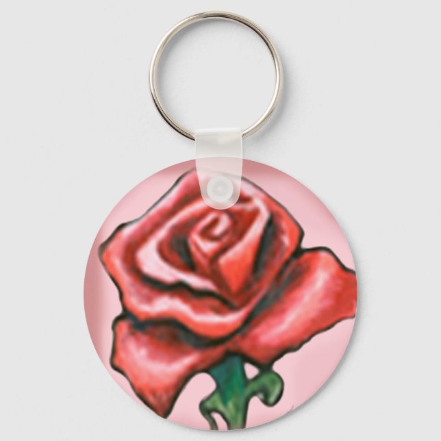 Porte-clés Rose rouge simple (Recto)