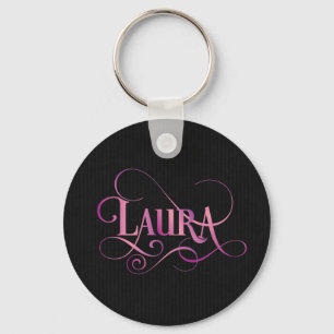 Porte-clés Rose tourbillonnant personnalisé de Laura de