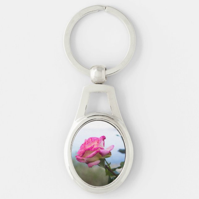 Porte-clés Rose unique rose (Devant)