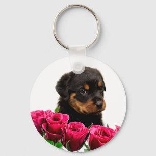 Porte-clés Rose Valentin Rottweiler Puppy