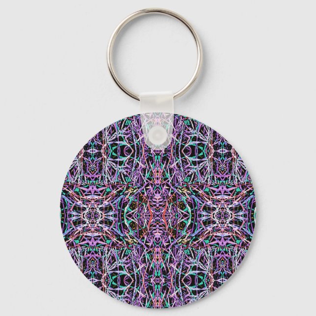 Porte-clés Rose violet géométrique (Recto)