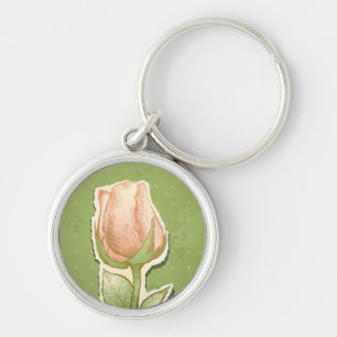 Porte-clés Rosebud vintage en vert, porte - clé