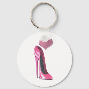 Porte-clés Rosée stiletto haute talon chaussure et coeur