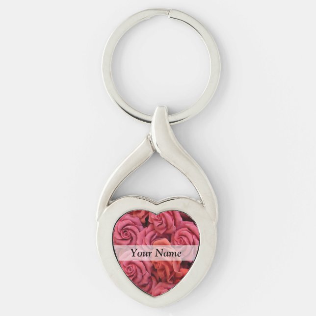 Porte-clés Roses à fleurs roses (Devant)