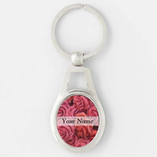 Porte-clés Roses à fleurs roses (Devant)