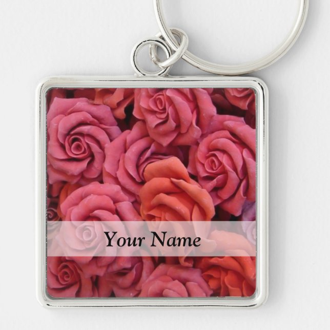 Porte-clés Roses à fleurs roses (Devant)
