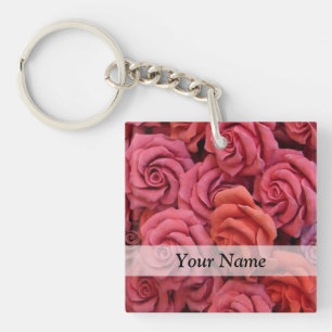 Porte-clés Roses à fleurs roses
