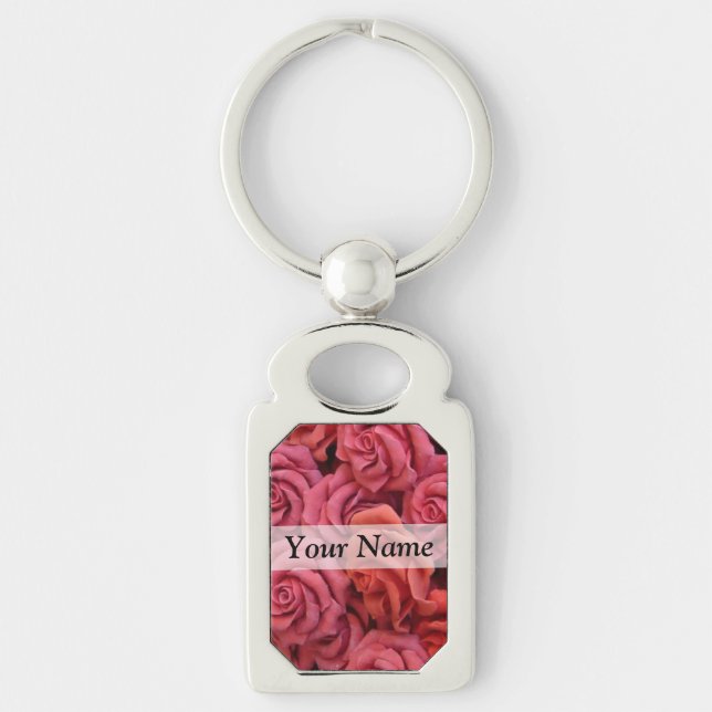 Porte-clés Roses à fleurs roses (Devant)