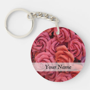 Porte-clés Roses à fleurs roses