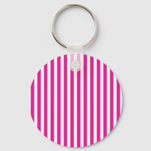 Porte-clés Roses Chauds et Rayures Verticales Blanches Minima