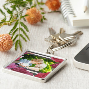 Porte-clés Roses de l'anniversaire du mariage, bandes, photo 