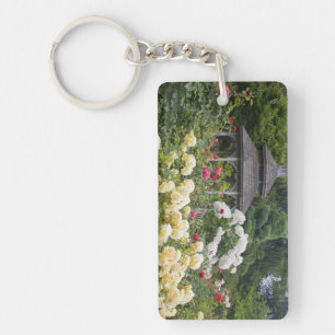 Porte-clés Roses en fleurs et roseraie du belvédère à