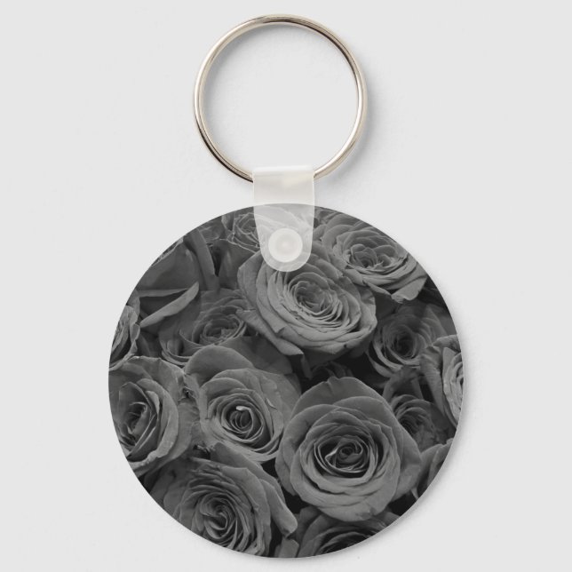Porte-clés Roses gris, photo florale grise (Recto)