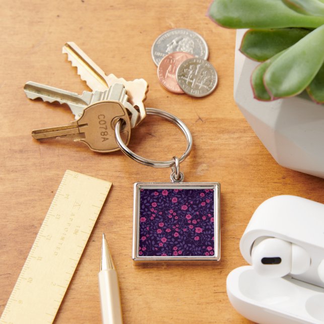 Porte-clés Roses sauvages en rose et violet (Bureau)