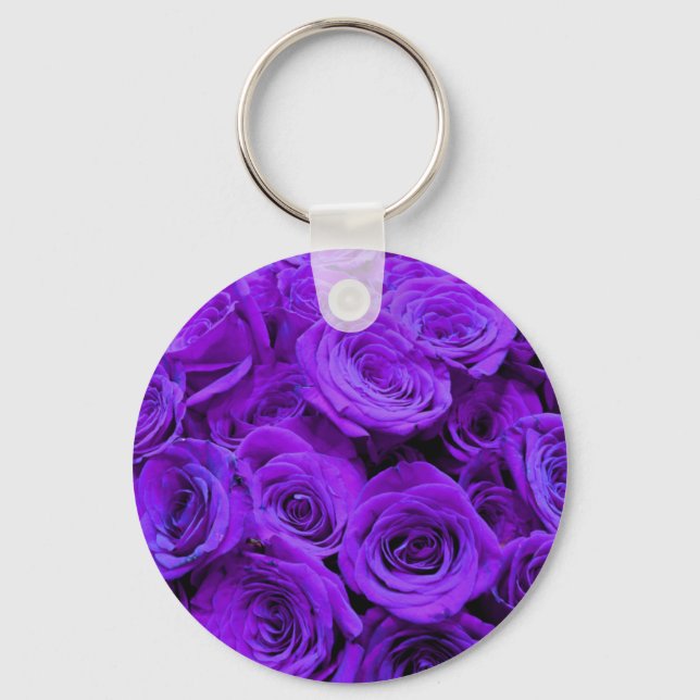 Porte-clés roses violet romantique, joli bouquet de rose (Recto)