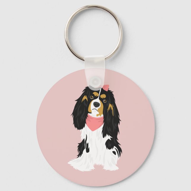 Porte-clés Rosie Le Cavalier Rose Le Roi Charles Spaniel (Recto)