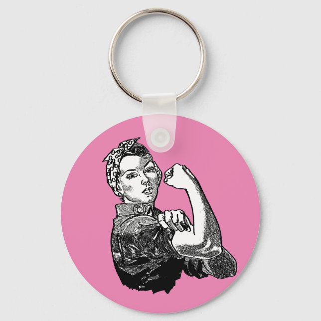 Porte-clés Rosie-The-Riveter Feminist Line-Art Graphic (Recto)