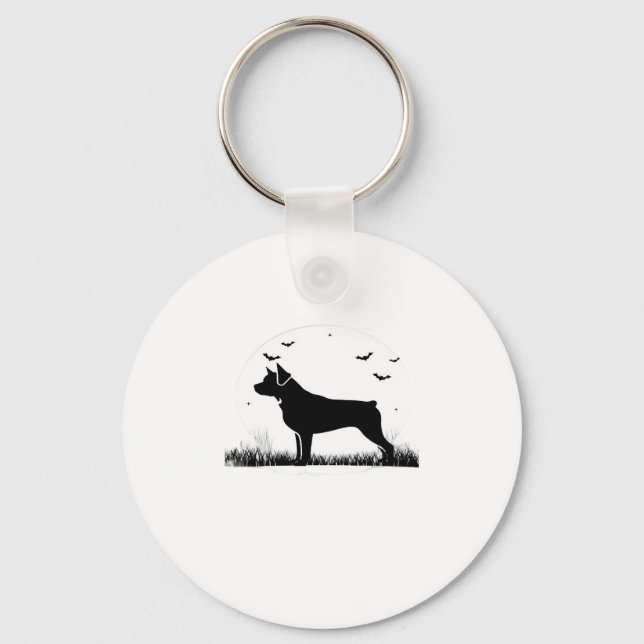 Porte-clés Rottweiler Chien � Halloween Moon Silhouette Overs (Recto)