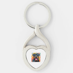 Porte-clés Rottweiler coloré Pop Art � Style de trempage vibr