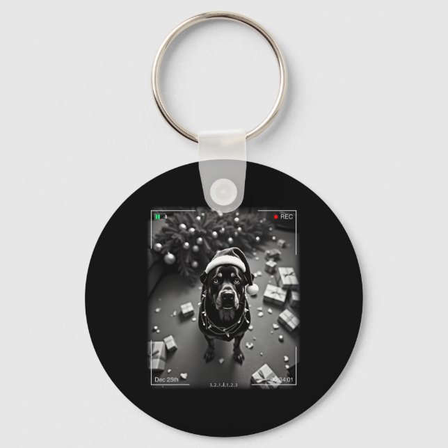 Porte-clés Rottweiler de Noël pris en caméra  (Recto)