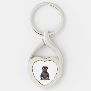 Porte-clés rottweiler Dog Dj avec platine et casque