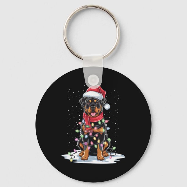 Porte-clés Rottweiler Dog Santa Hat Christmas Tree Light Xmas (Recto)