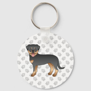 Porte-clés Rottweiler noir et feu Chien de dessin animé migno