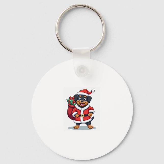 Porte-clés Rottweiler Père Noël �'aide (Recto)