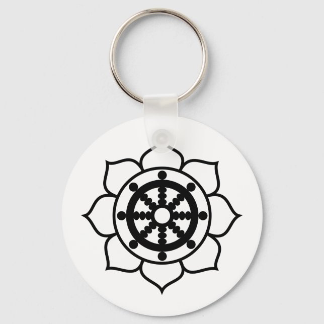Porte-clés Roue de Dharma de la fleur Lotus (Recto)