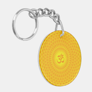 Porte-clés Roue de méditation de lotus de soleil doré jaune O