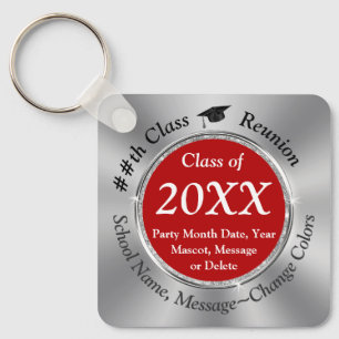 Porte-clés Rouge, Argent, Noir et Blanc, Cadeaux de Réunion d