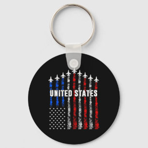 Porte-clés Rouge Blanc Bleu Patriotique Drapeau Usa Avions De